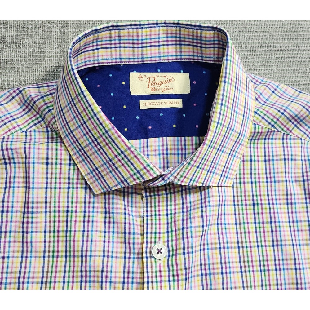 Original Penguin Heritage Slim Fit Plaid‎ Dress Shirt Men's 15 1/2 34/35